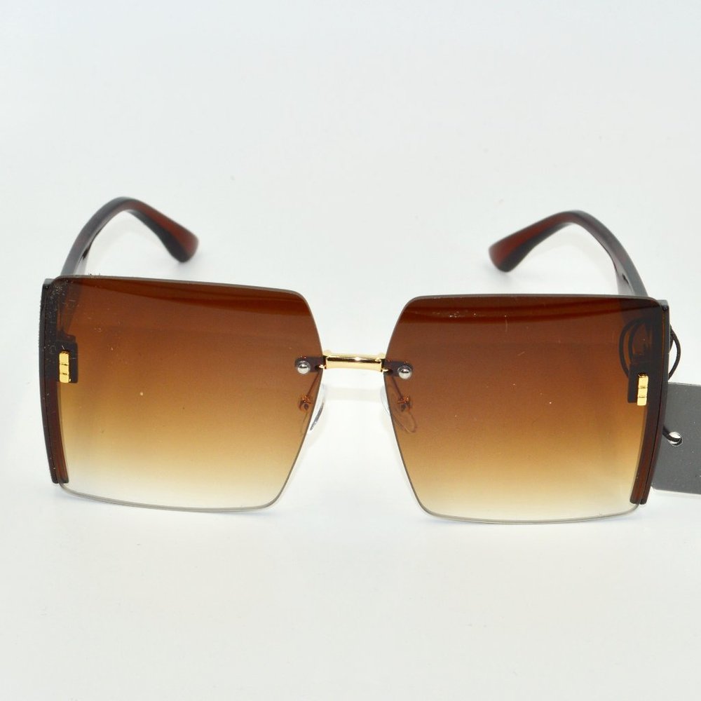 Women's Oversized Semi Rimless Side Glitter Butterfly Sunglasses
